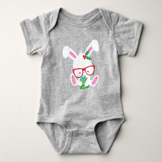 Weihnachtsbunny, Hipster Bunny, Sonnenschein mit B Baby Strampler (Vorderseite)