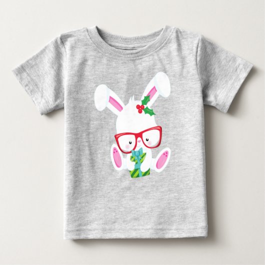Weihnachtsbunny, Hipster Bunny, Sonnenschein mit B Baby T-shirt (Vorderseite)