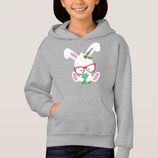 Weihnachtsbunny, Hipster Bunny, Sonnenschein mit B Hoodie (Vorderseite)