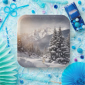 Weihnachtsbunny in Schneeflocken Pappteller (Party)