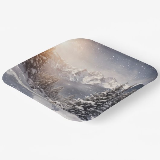 Weihnachtsbunny in Schneeflocken Pappteller (Gewinkelt)