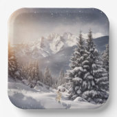 Weihnachtsbunny in Schneeflocken Pappteller (Vorderseite)