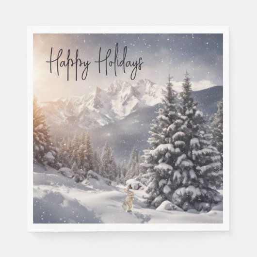 Weihnachtsbunny in Schneeflocken Serviette (Vorderseite)