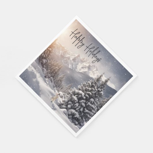 Weihnachtsbunny in Schneeflocken Serviette (Ecke)