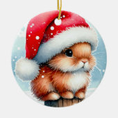 Weihnachtsbunny Keramik Ornament (Vorne)
