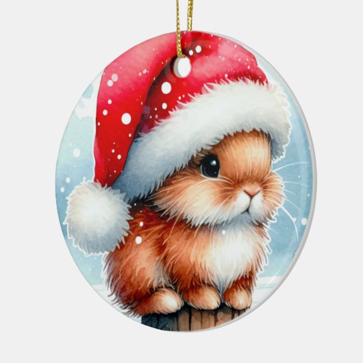 Weihnachtsbunny Keramik Ornament (Links)
