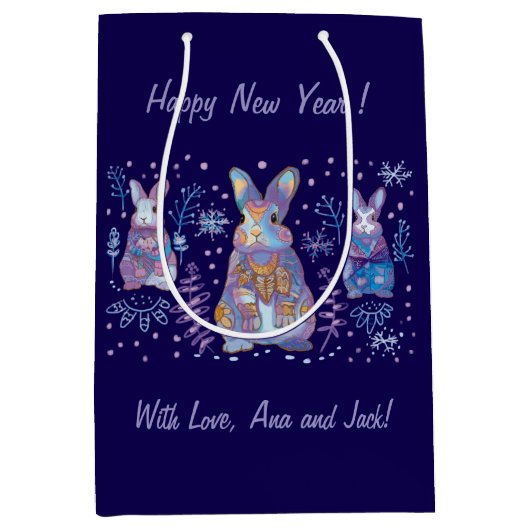 Weihnachtsbunny Mittlere Geschenktüte (Vorderseite)