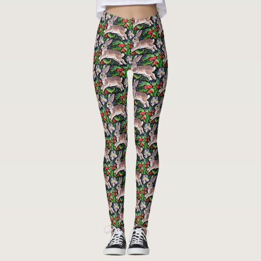 Weihnachtsbunny Rabbit Berries Leggings (Vorderseite)