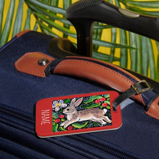 Weihnachtsbunny Rabbit Red Luggage Tag Persönlich Gepäckanhänger (Vorderseite Insitu 3)