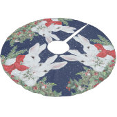 Weihnachtsbunny Rabbit Whimsical Holiday Snow Polyester Weihnachtsbaumdecke (Schrägansicht)
