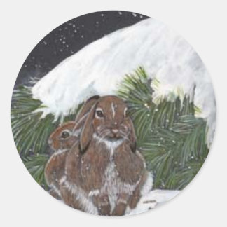 Weihnachtsbunny Runder Aufkleber
