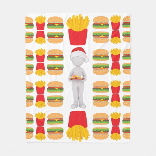Weihnachtsburger-Santa-Claus Fleecedecke (Vorderseite)