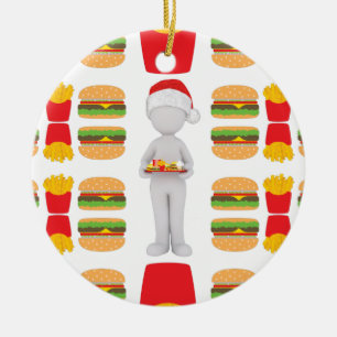 Weihnachtsburger-Santa-Claus Keramik Ornament