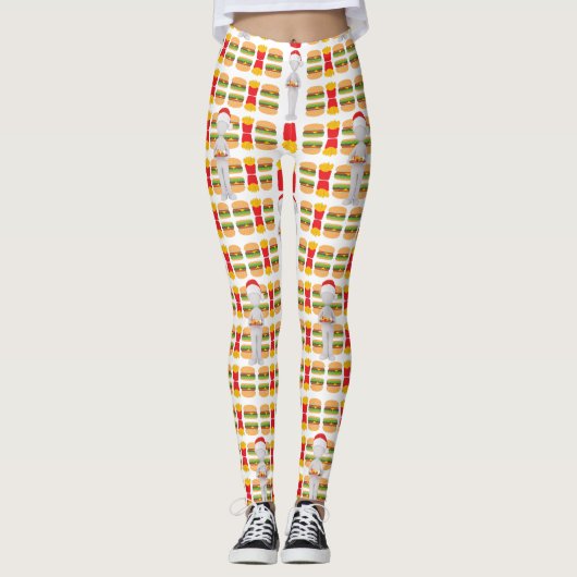 Weihnachtsburger-Santa-Claus Leggings (Vorderseite)
