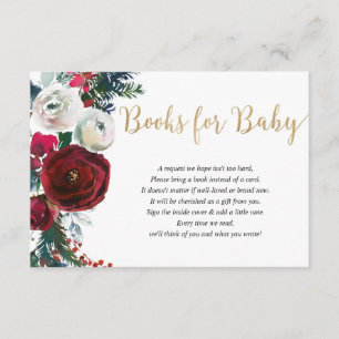 Weihnachtsburgunder goldene Blumenbücher für Babye Begleitkarte