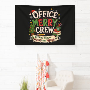 Weihnachtsbüro Fröhliche Crew Schule halten Banner