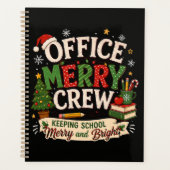Weihnachtsbüro Fröhliche Crew Schule halten Planer (Vorderseite)