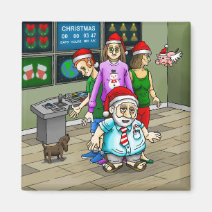 Weihnachtsbüro mit dem Weihnachtsmann Magnet