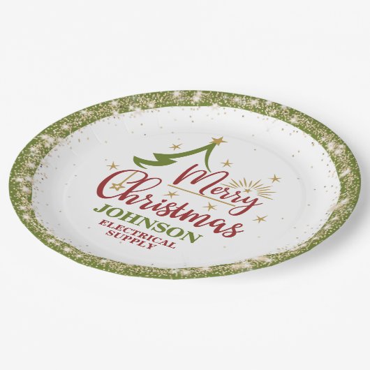 Weihnachtsbüro-Party Pappteller (Schrägansicht)