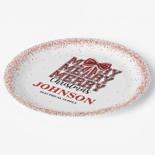 Weihnachtsbüro-Party Pappteller (Schrägansicht)