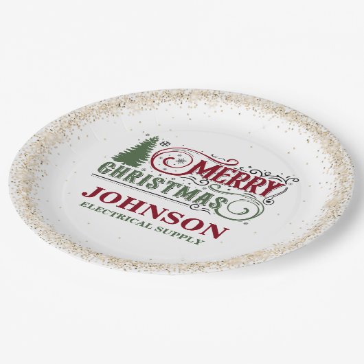 Weihnachtsbüro-Party Pappteller (Schrägansicht)