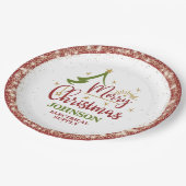 Weihnachtsbüro-Party Pappteller (Schrägansicht)