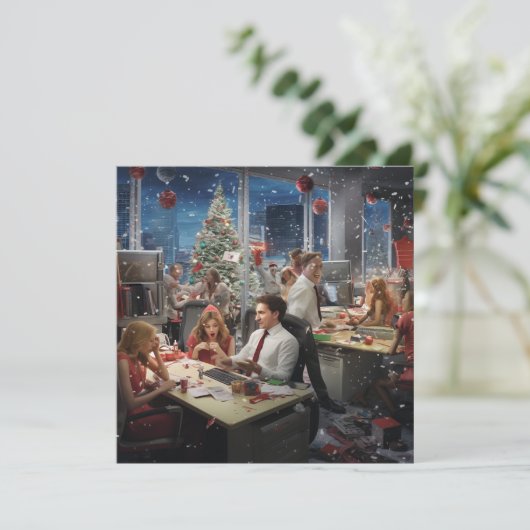 Weihnachtsbüro Party Save The Date (Stehend Vorderseite)