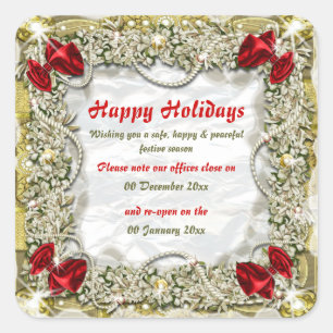 Weihnachtsbüros geschlossen quadratischer aufkleber