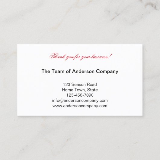 Weihnachtsbüros Vielen Dank Geschäftskarte Visitenkarte (Rückseite)