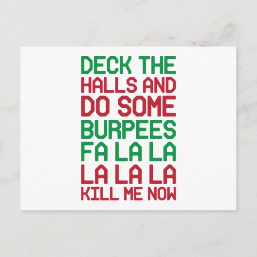 Weihnachtsburpees Feiertagspostkarte (Vorderseite)
