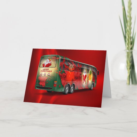 Weihnachtsbus Feiertagskarte (Vorderseite)