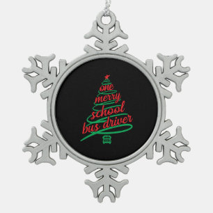 Weihnachtsbusfahrer, Schulbus Schneeflocken Zinn-Ornament