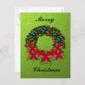 Weihnachtsbutterfly Poinsettia Wreath Post Card Feiertagspostkarte (Vorne/Hinten)