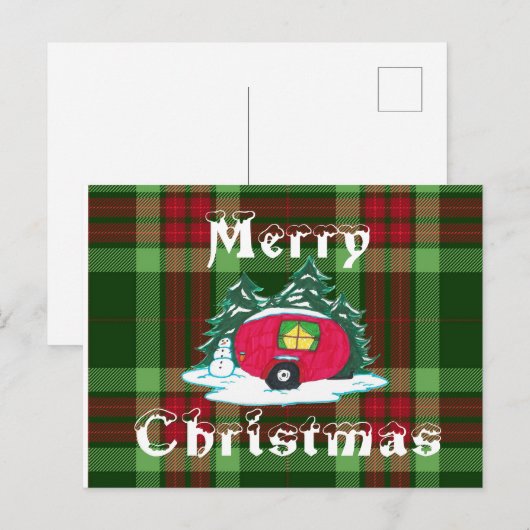 Weihnachtscamper Feiertagspostkarte (Vorne/Hinten)