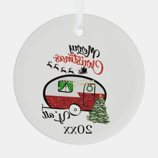 Weihnachtscampingkunst Ornament Aus Glas (Rückseite)