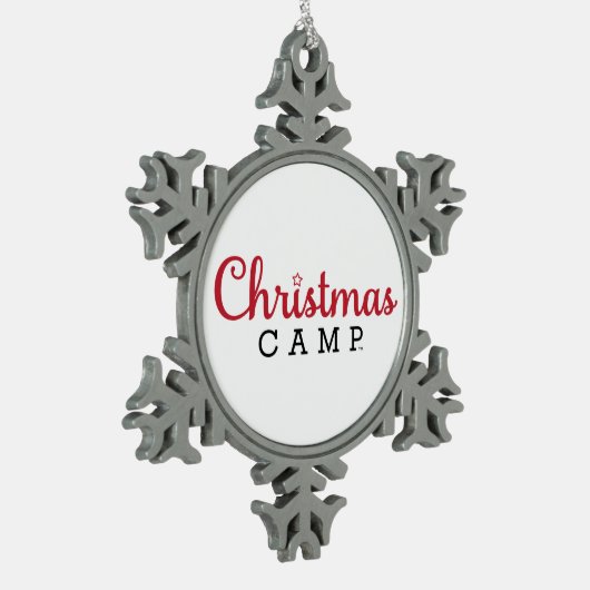Weihnachtscampingplatz Schneeflocken Zinn-Ornament (Links)