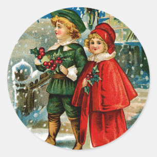 WeihnachtsCarolers Runder Aufkleber