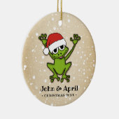 WeihnachtsCartoon-Frosch Keramik Ornament (Rechts)