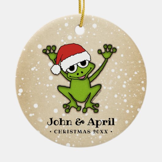 WeihnachtsCartoon-Frosch Keramik Ornament (Vorne)