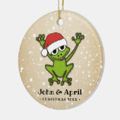WeihnachtsCartoon-Frosch Keramik Ornament (Links)