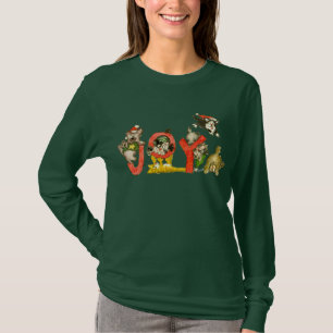 WeihnachtsCartoon-Kätzchen-Katzen FREUDE T-Shirt