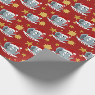 Weihnachtscartoon mit einem niedlichen Elefanten,  Geschenkpapier