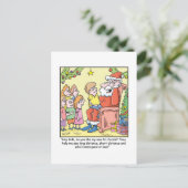 WeihnachtsCartoon über neue Gläser Sankt Feiertagspostkarte (Stehend Vorderseite)