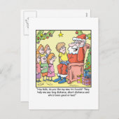 WeihnachtsCartoon über neue Gläser Sankt Feiertagspostkarte (Vorne/Hinten)