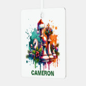 Weihnachtschach Lover Individuelle Name Ornament Aus Metall (Vorderseite links)