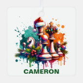 Weihnachtschach Lover Individuelle Name Ornament Aus Metall (Vorderseite)