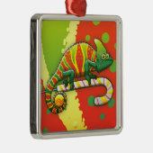 Weihnachtschamäleon, das auf eine Zuckerstange Ornament Aus Metall (Rechts)