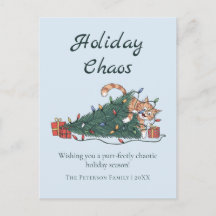 Weihnachtschaos Lustige Katze Weihnachten Postkart
