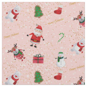 Weihnachtscharakter auf Rosa und GoldGlitzer Stoff