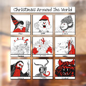 Weihnachtscharakter rund um die Weltausstellung Fensteraufkleber (Blatt 2)